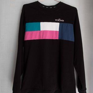 HUF The Worldwide Color Block Black Long-Sleeve Shirt